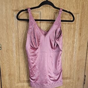 Ruby Ribbon Lace Trim Satin Camisole - Mauve